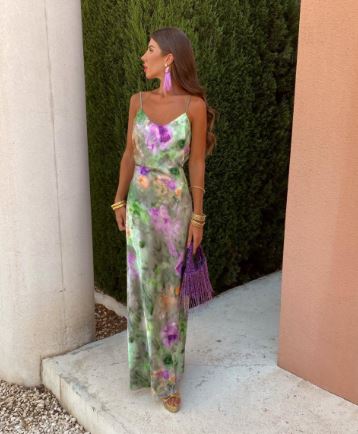 Valeria | Colorful, Sexy Maxi Dress With Halo Dye Print And Detachable Scarf