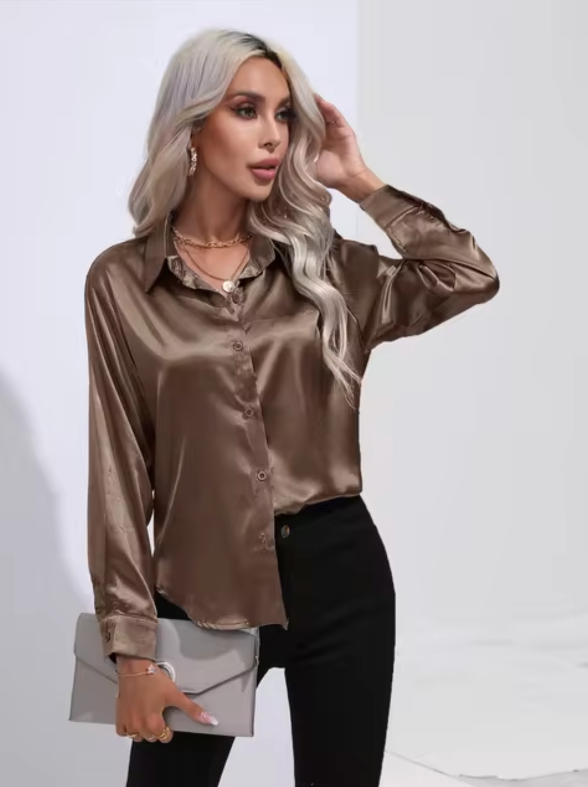 Teresa | Satin Blouse With Long Sleeves
