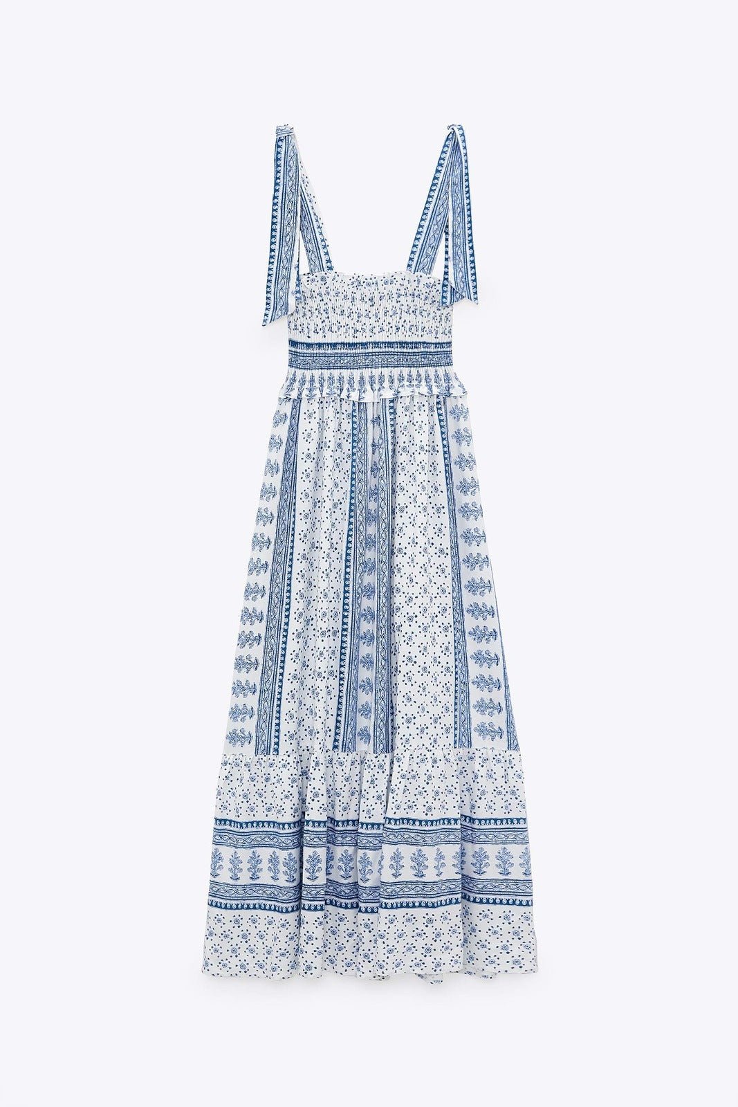 Wren | Printed Midi Dress With Gathered Straps