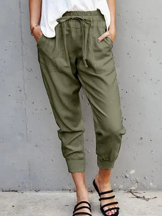 Tracey | Lightweight Cotton Blend Linen Trousers For Women