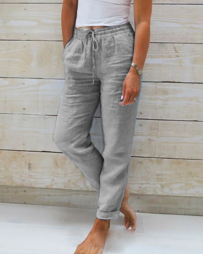 Vanesa | Elasticated trousers made from cotton and linen
