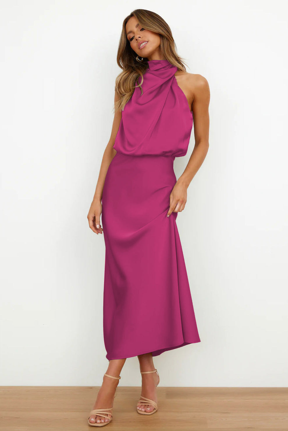Violet | Elegant long dress with an asymmetrical neckline and refined design