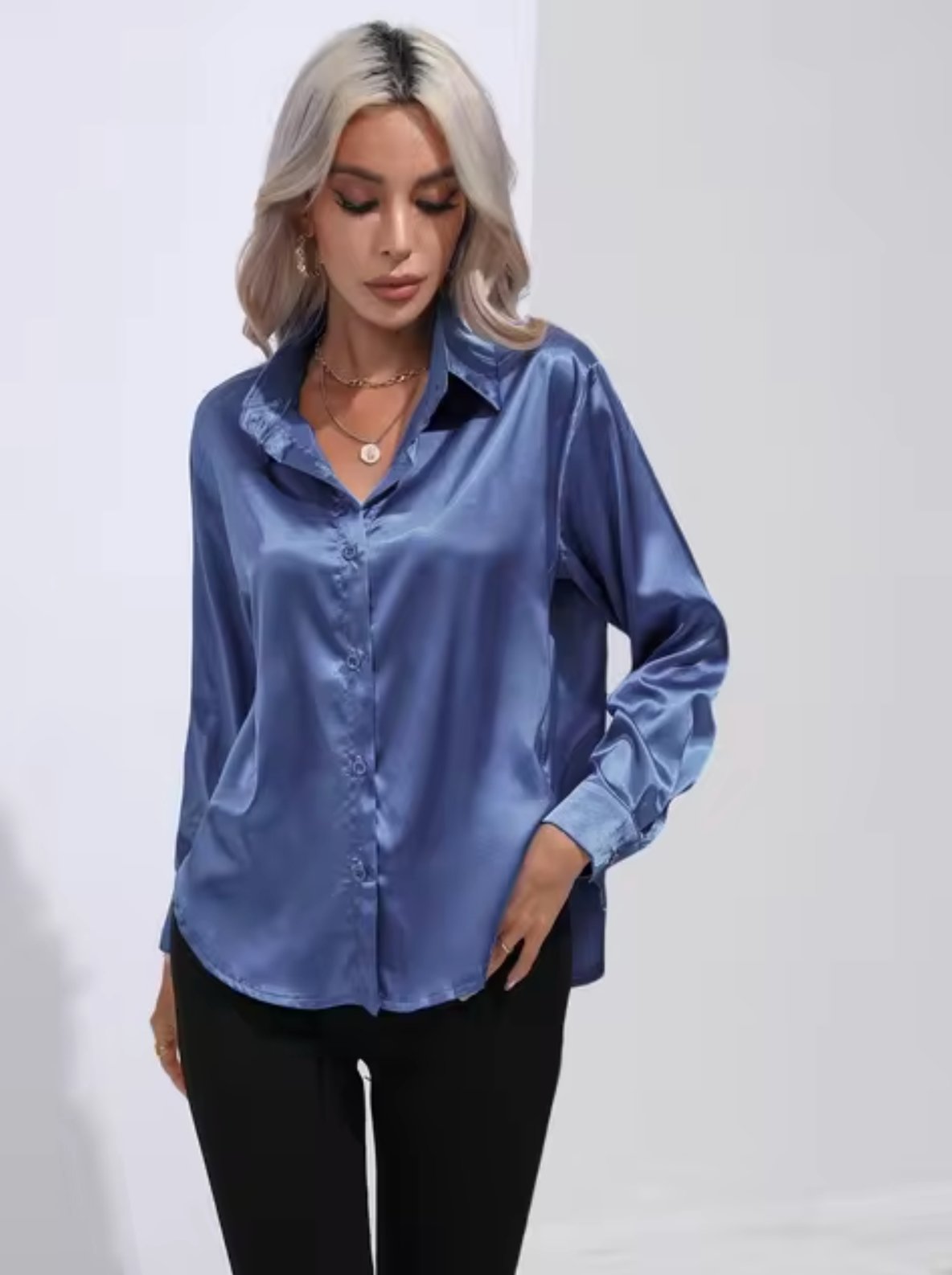 Teresa | Satin Blouse With Long Sleeves