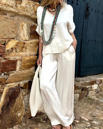 Valeria | Bologna'S Elysian Elegance Blouse & Pants Set