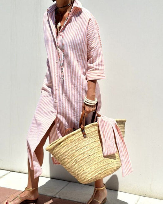 Wren | Striped shirt dress with long sleeves and a modern style