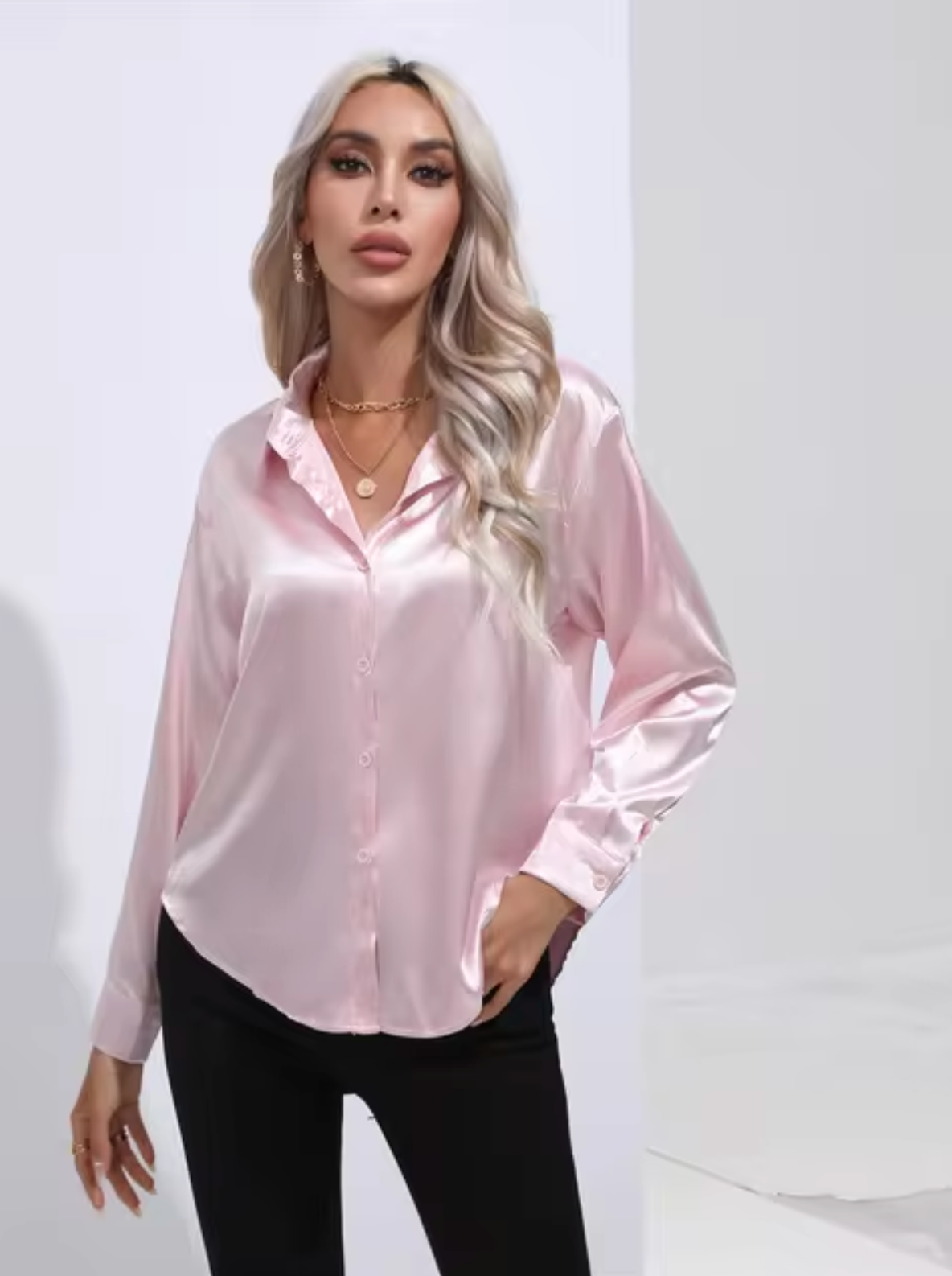 Teresa | Satin Blouse With Long Sleeves