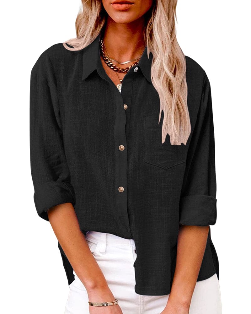 Wanda | Chic Long-Sleeved Button-Down Blouse