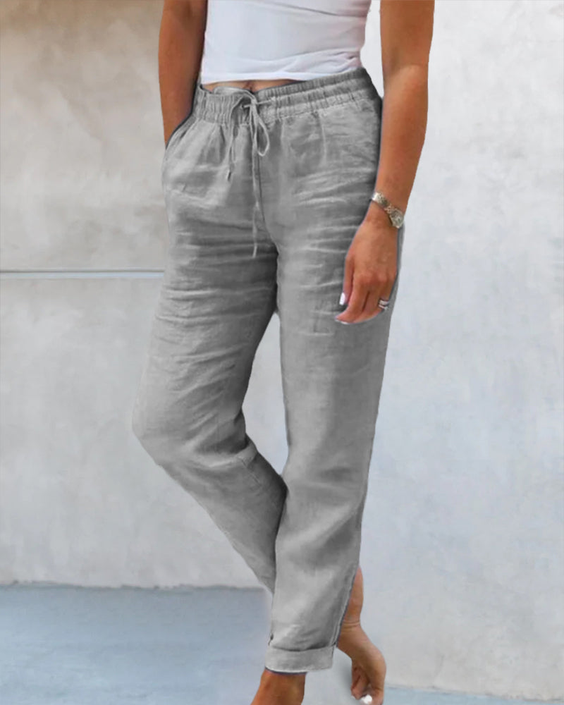 Vada | Plain-Colored Straight-Leg Pants