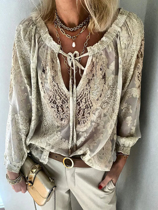 Valerie | Long Sleeve Blouse With Lace Details