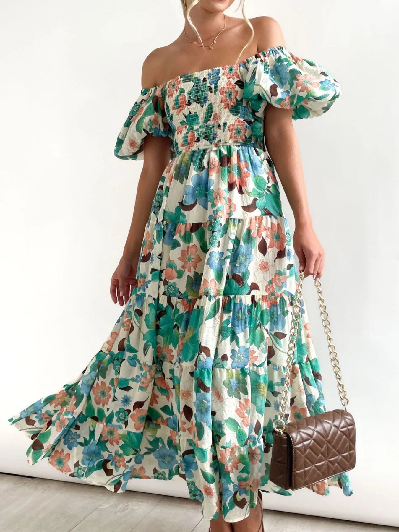 Wilma | Elegant Dress With Puff Sleeves And Floral Print