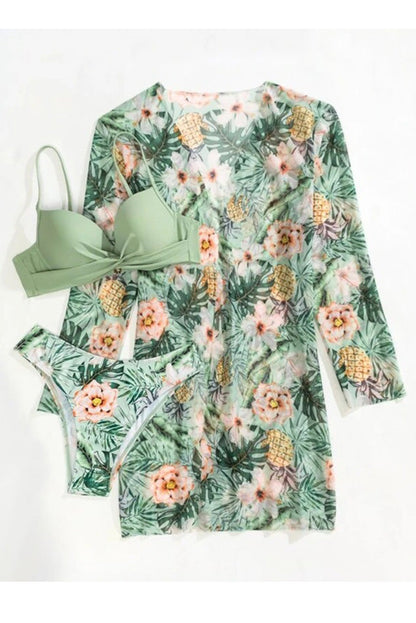 Tiziana | Tropical Print Wrap Underwire Bikini With Cover-Up