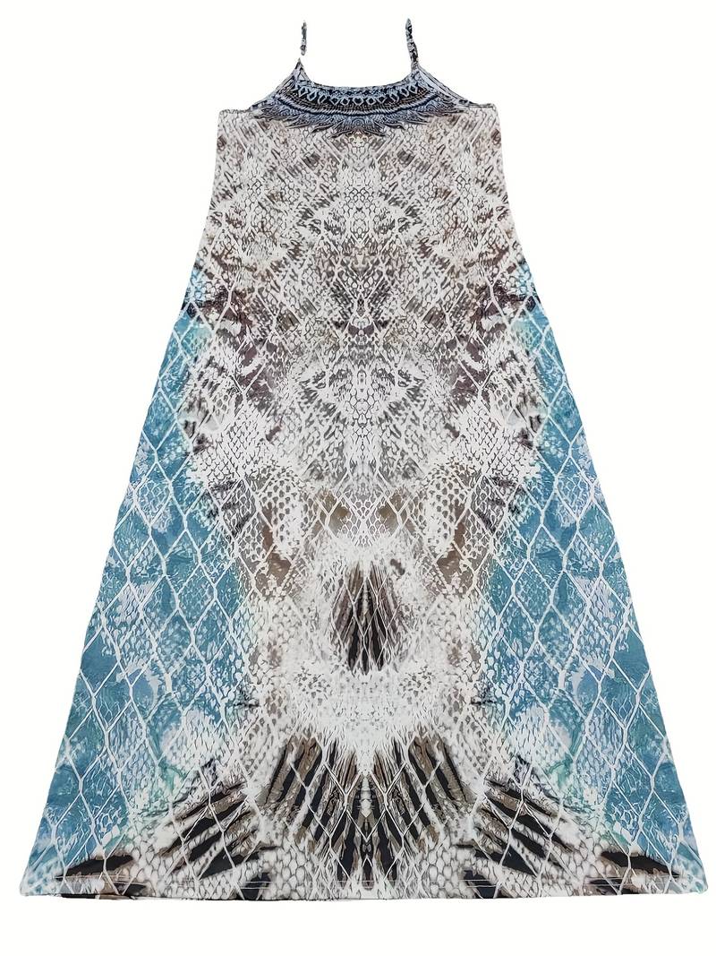 Abigail | Sleeveless Dress With A Feather Pattern