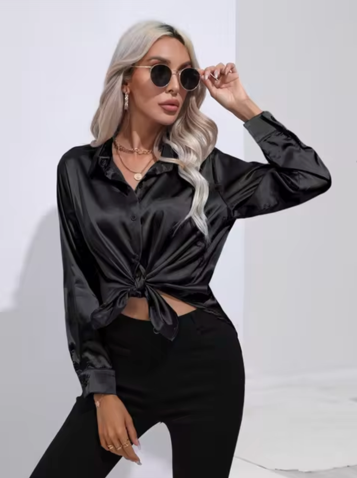 Teresa | Satin Blouse With Long Sleeves