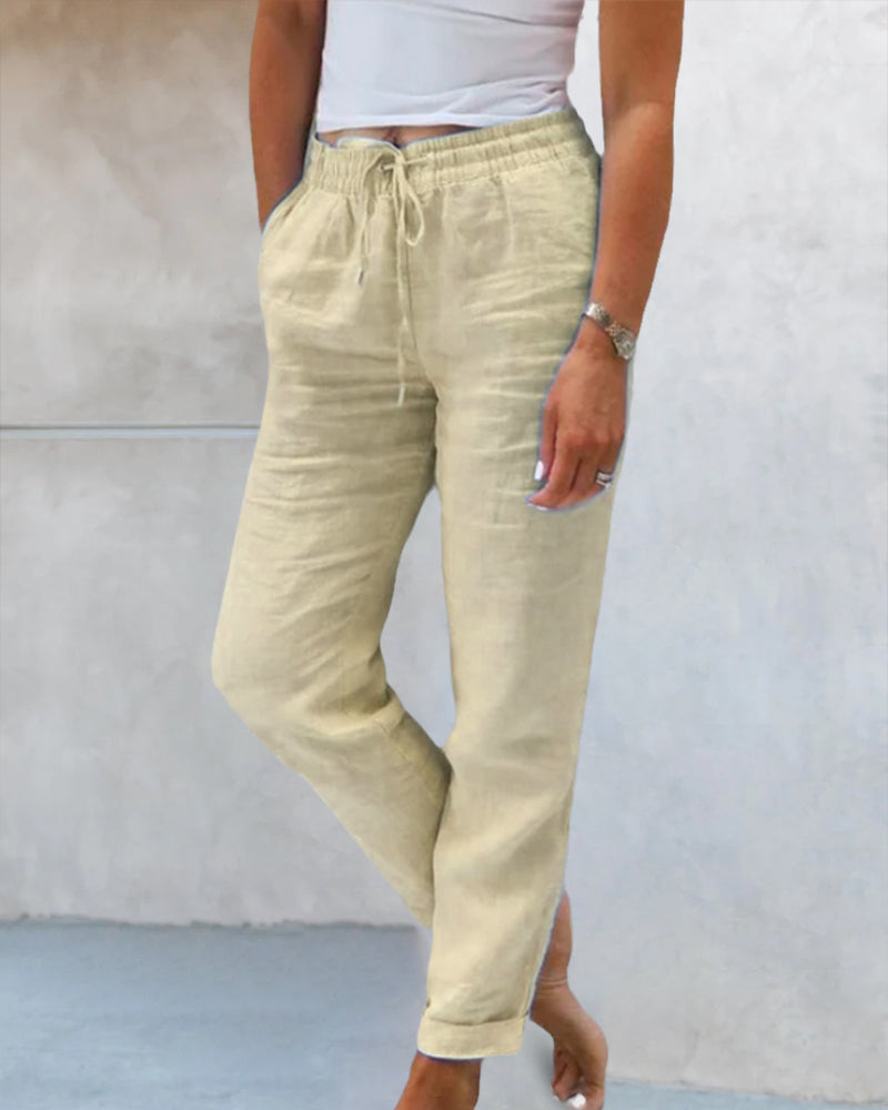 Vada | Plain-Colored Straight-Leg Pants