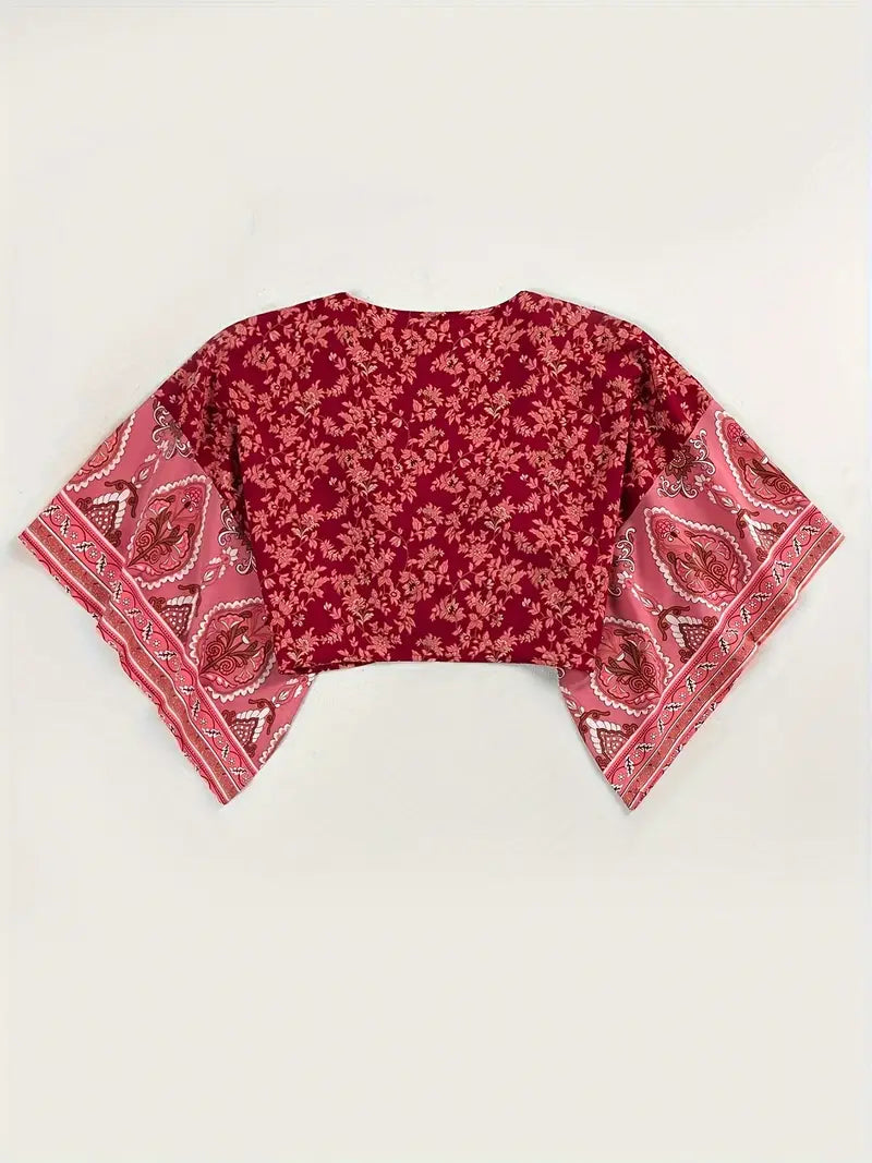 Vanesa | Tribal Print Crop Top With Front Knot