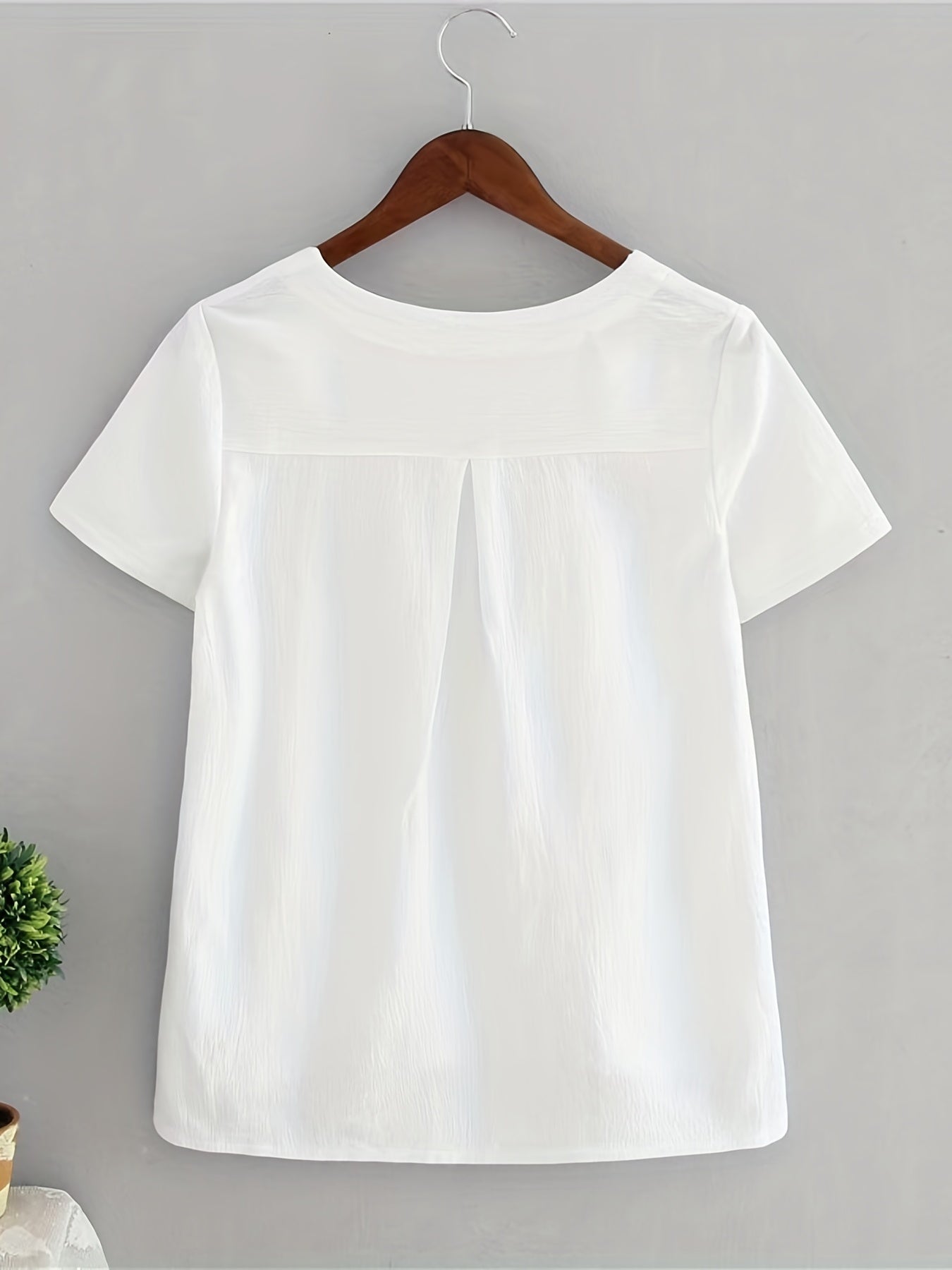 Acacia | Women'S White V-Neck Linen Blouse