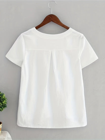 Acacia | Women'S White V-Neck Linen Blouse