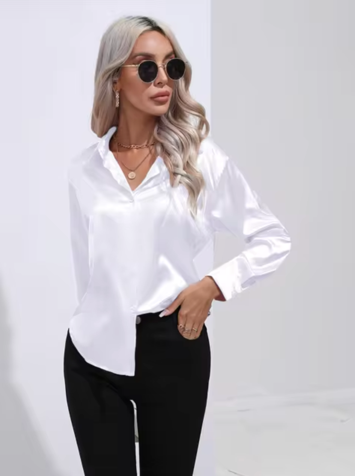 Teresa | Satin Blouse With Long Sleeves