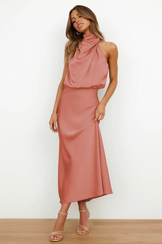 Violet | Elegant long dress with an asymmetrical neckline and refined design