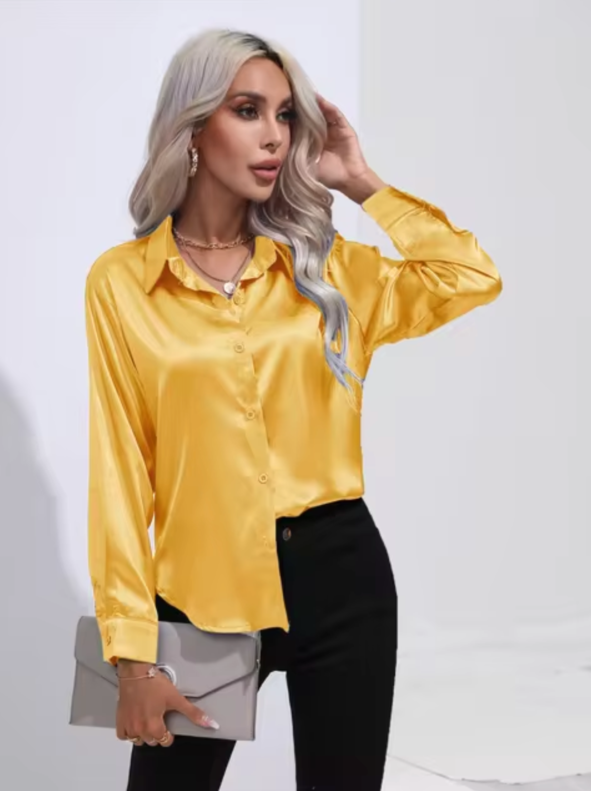Teresa | Satin Blouse With Long Sleeves