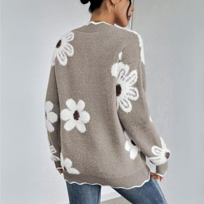 Vanessa | Trendy women's knit sweater with floral motif