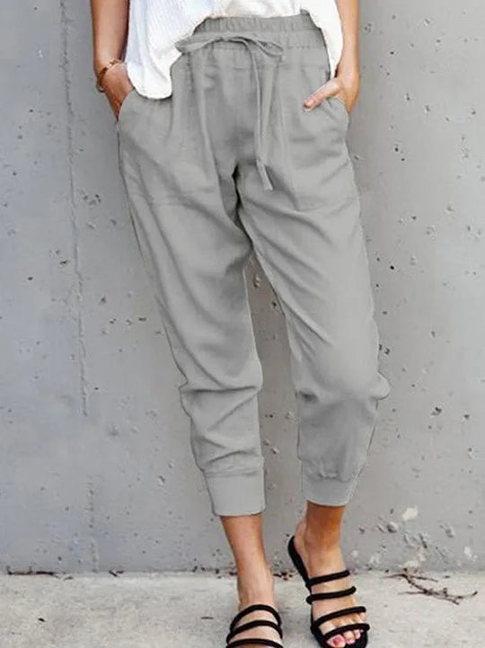 Tracey | Lightweight Cotton Blend Linen Trousers For Women