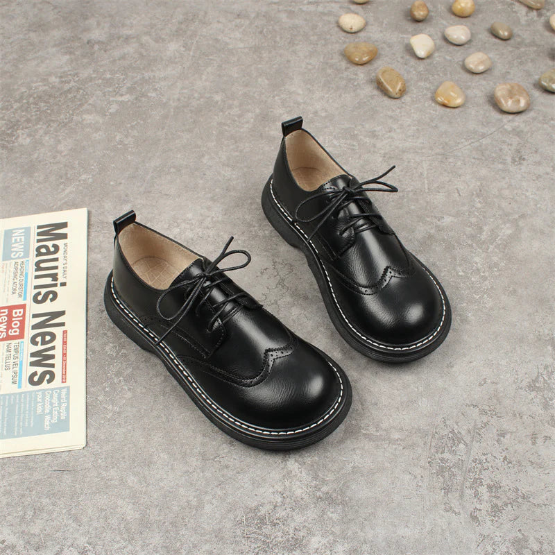 Xanthe | Wide Box Brogue Style Oxford Shoes
