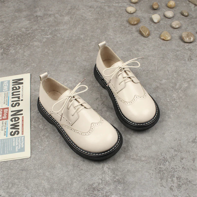 Xanthe | Wide Box Brogue Style Oxford Shoes