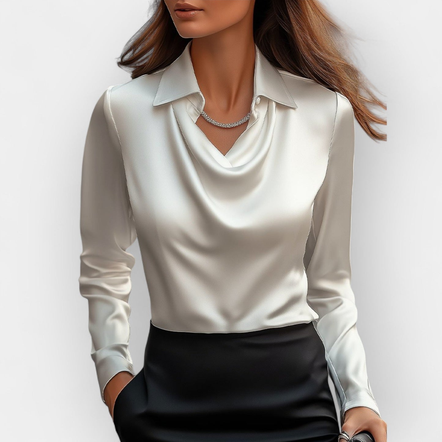 Vanesa| Judith ��������� Elegant satin blouse with waterfall collar
