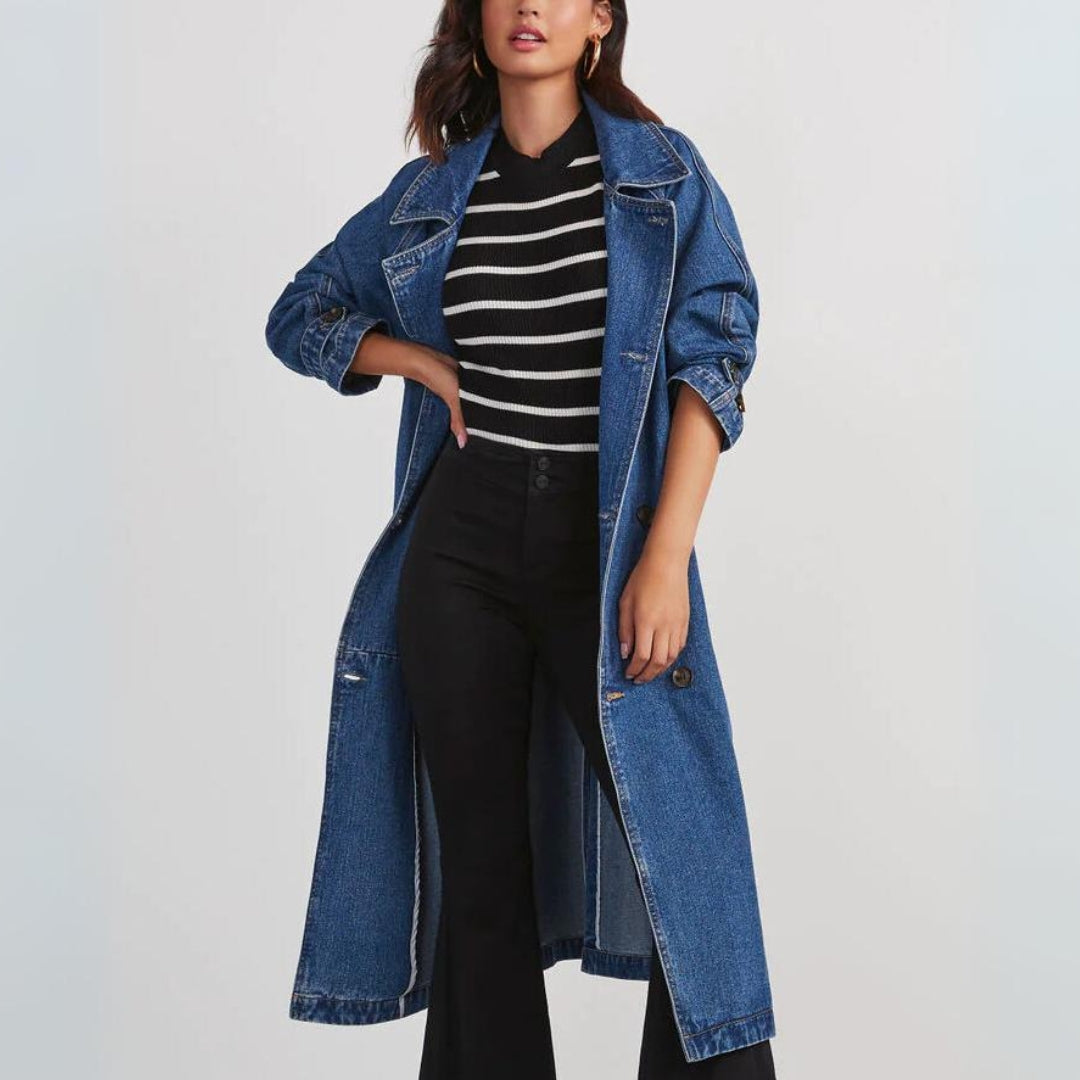 Ursula | Long denim coat for women