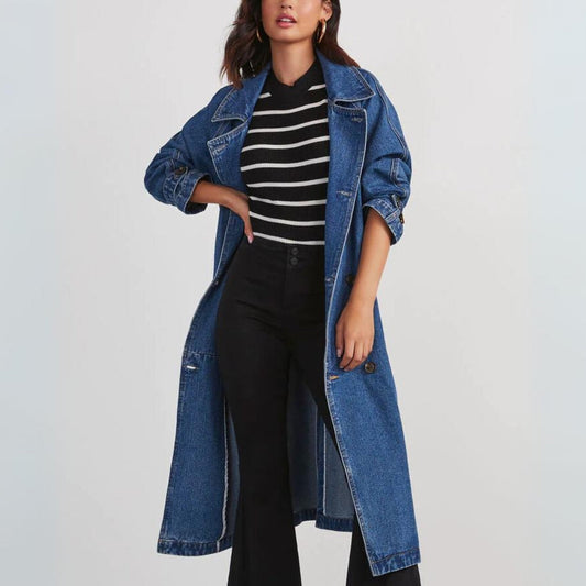 Ursula | Long denim coat for women