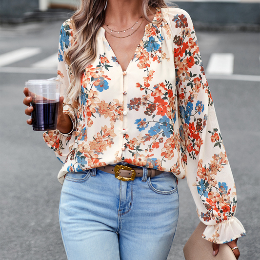 Valentina | Long Sleeve Blouse With Flowers