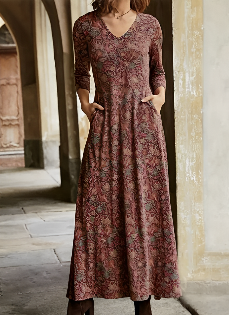 Theo | Long Dress With Vintage Pattern