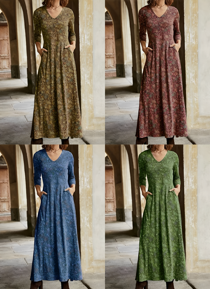 Theo | Long Dress With Vintage Pattern