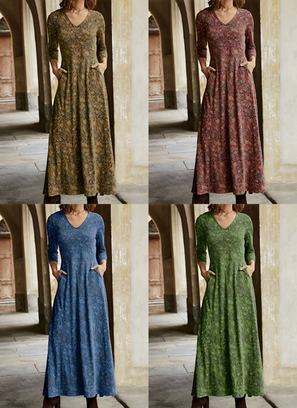 Theo | Long Dress With Vintage Pattern