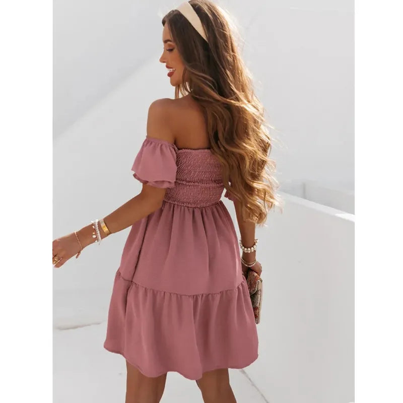 Vanessa | Fashionable Off-The-Shoulder Mini Dress For Trend-Conscious Women