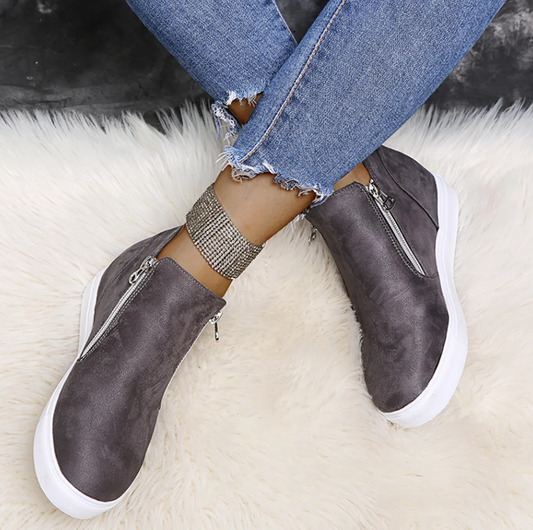 Valeria | Frieda ��� Grey Slippers with Zipper