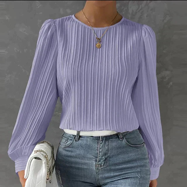Viridiana | Striped Blouse Round Neck Blouse