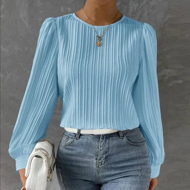 Viridiana | Striped Blouse Round Neck Blouse