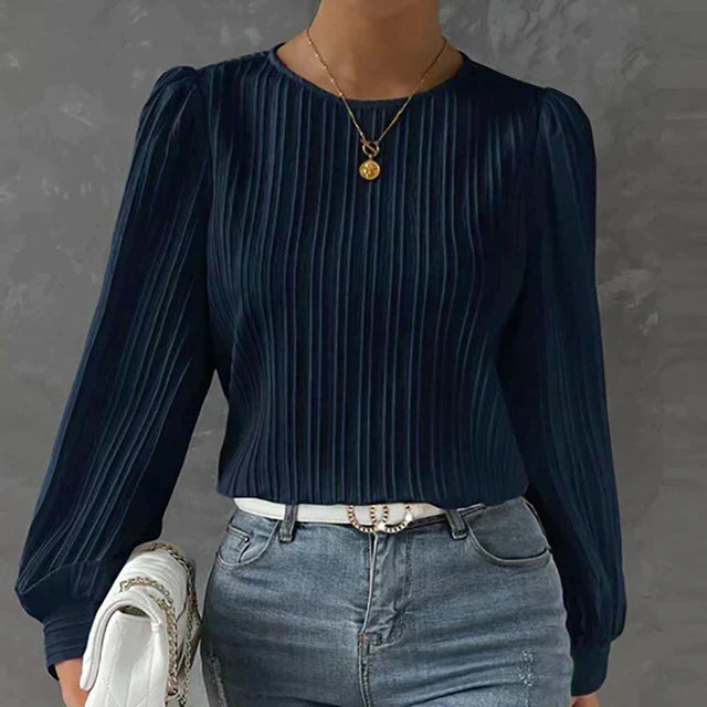 Viridiana | Striped Blouse Round Neck Blouse