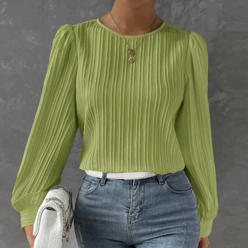 Viridiana | Striped Blouse Round Neck Blouse