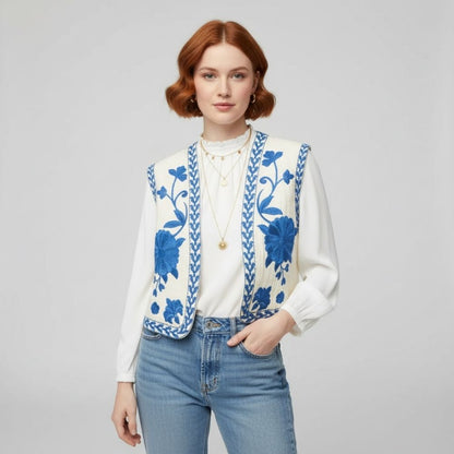 Una | Women's vest with flowers, elegant and comfortable