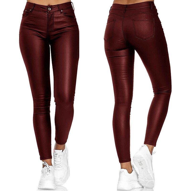 Tia | Stretch Trousers In Leather Look