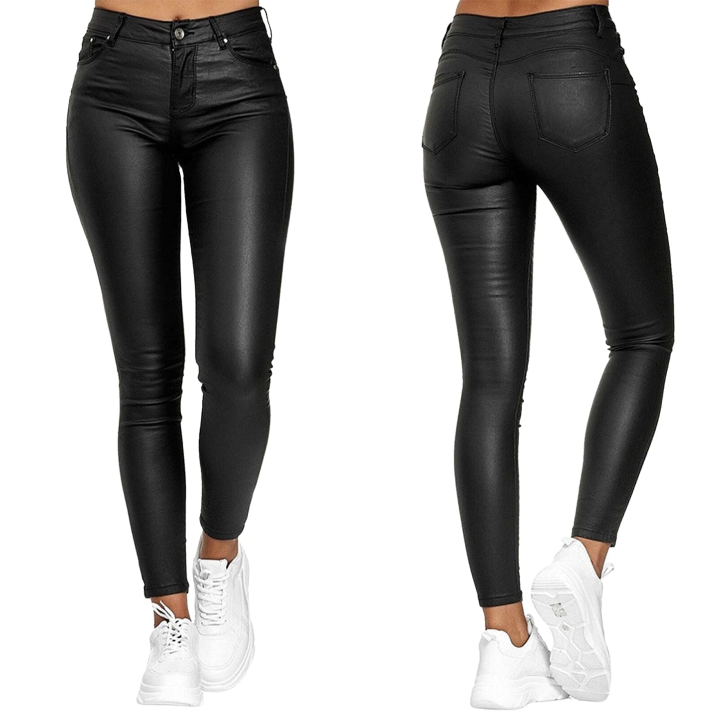 Tia | Stretch Trousers In Leather Look