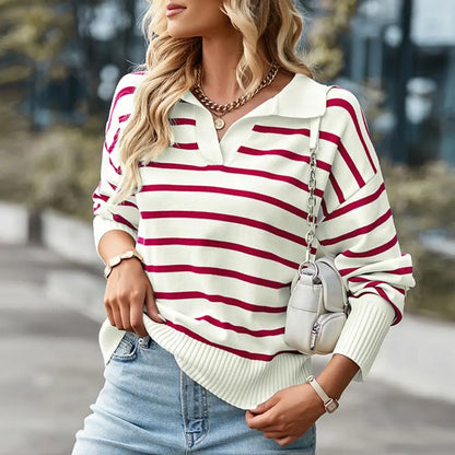 Abigail | Women's collared and striped sweater