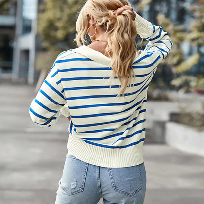 Abigail | Women's collared and striped sweater