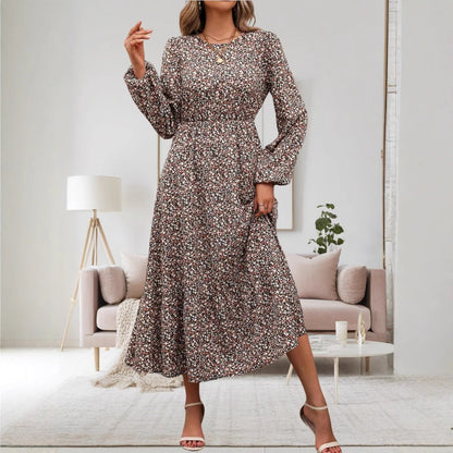 Teresa | Women'S Floral Print Midi Dress With Long Sleeves
