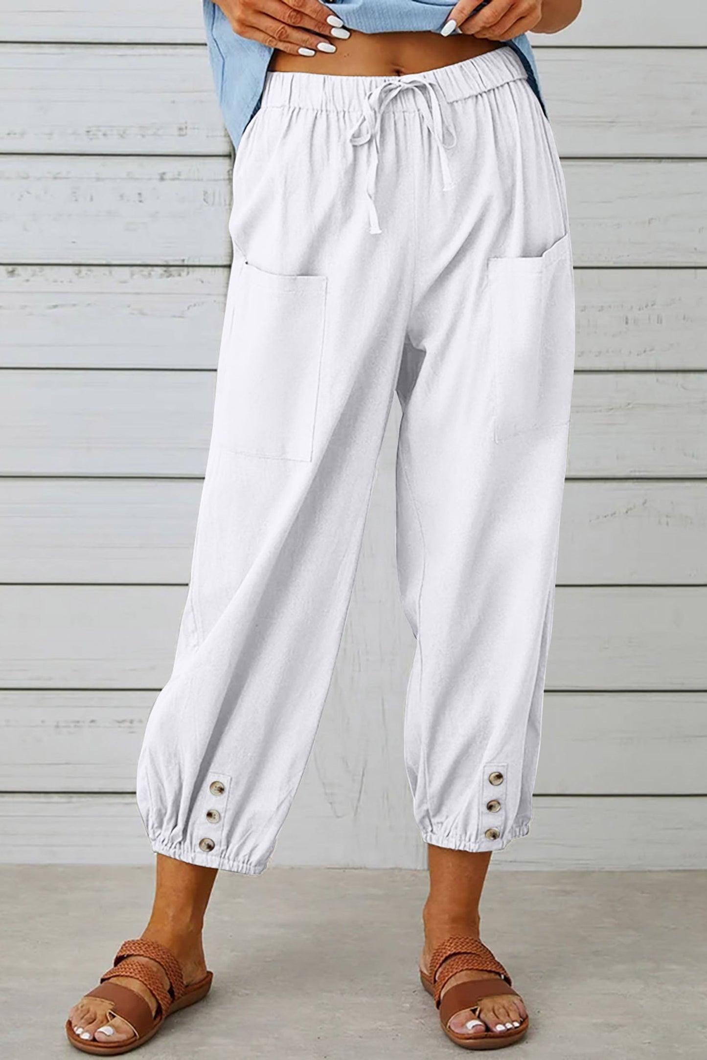 Waverly | Fashionable Harem Pants With Button Detail For A Trendy Look