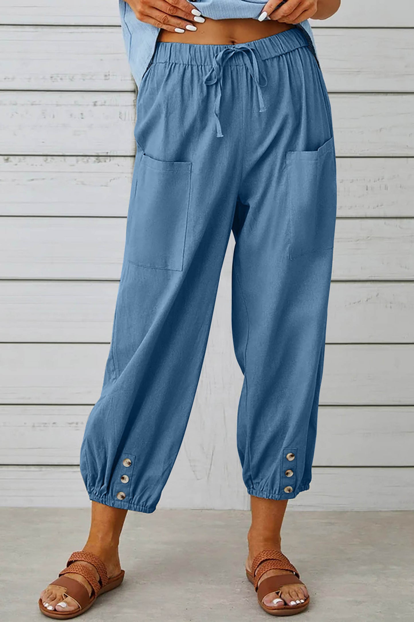 Waverly | Fashionable Harem Pants With Button Detail For A Trendy Look
