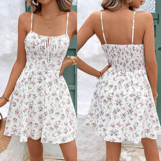 Tina | Women'S Floral Dress With Adjustable Spaghetti Straps And Fitted Cut